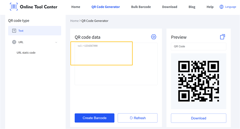 Create QR Code for a Phone Number
