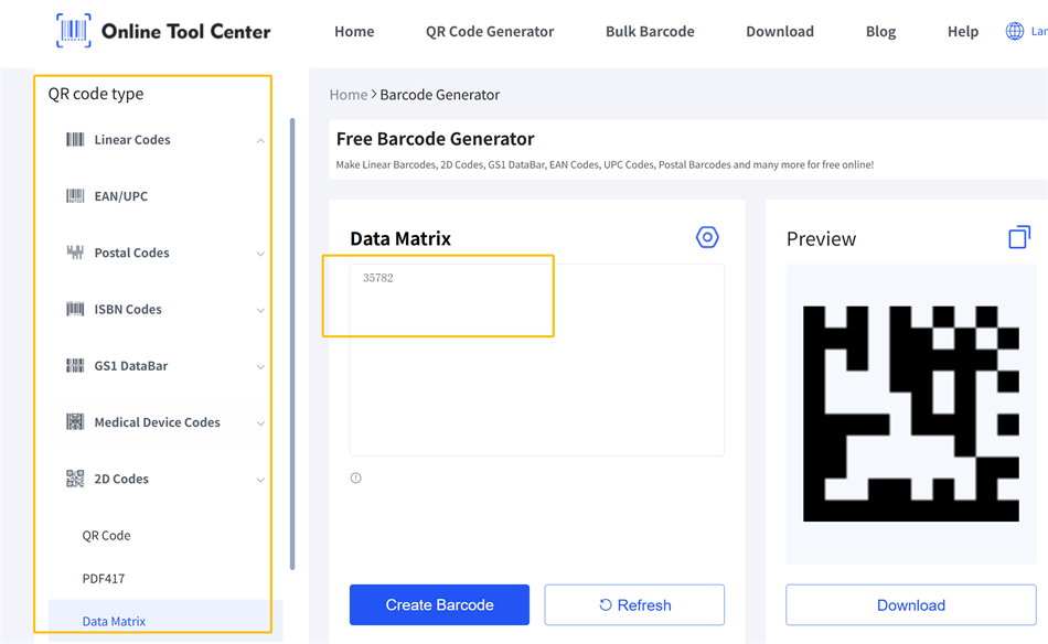 DataMatrix code generator