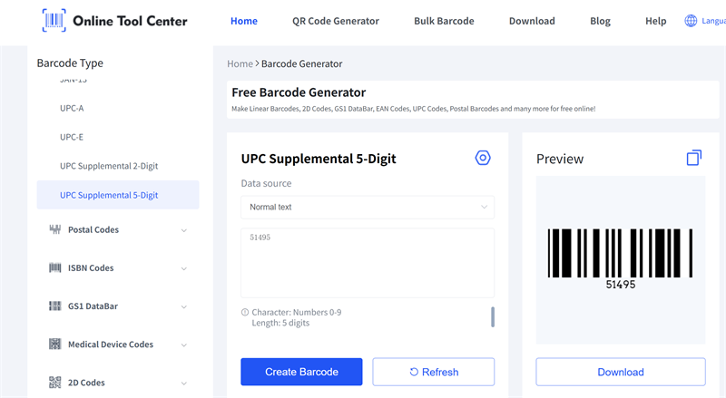 erate UPC supplemental 5 digit