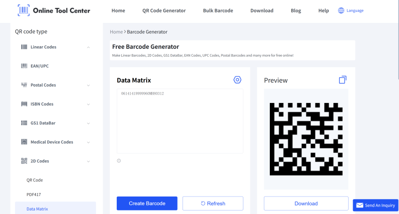 erate UID Data Matrix code