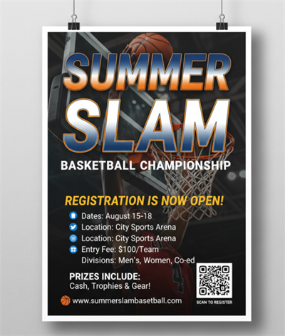 basketball tournament registration with qr code
