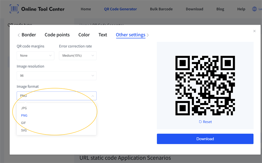 qr code image format