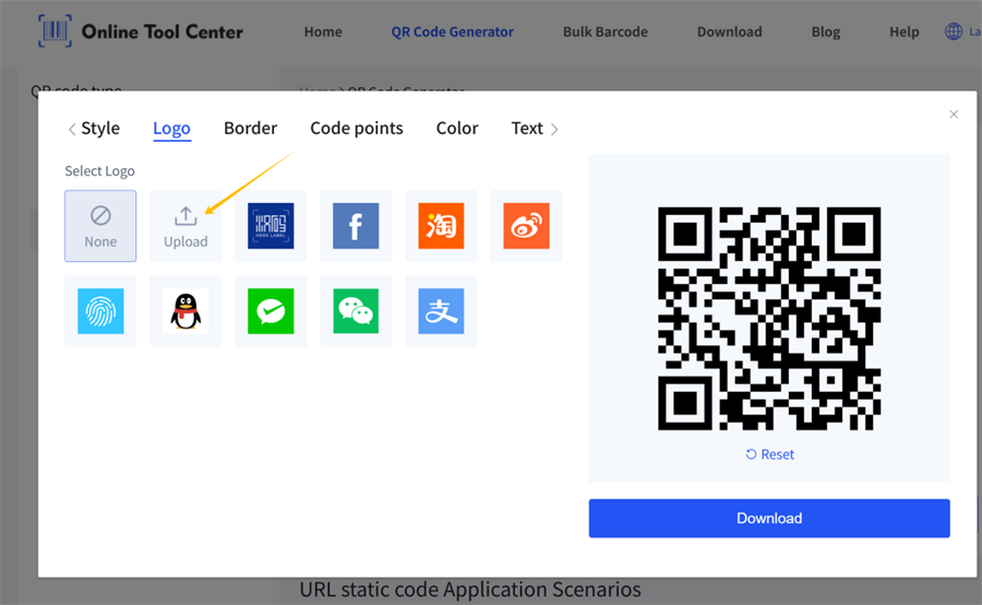 upload logo in qr code generator