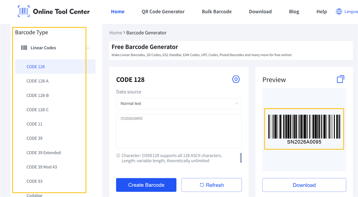 erate code128 barcode